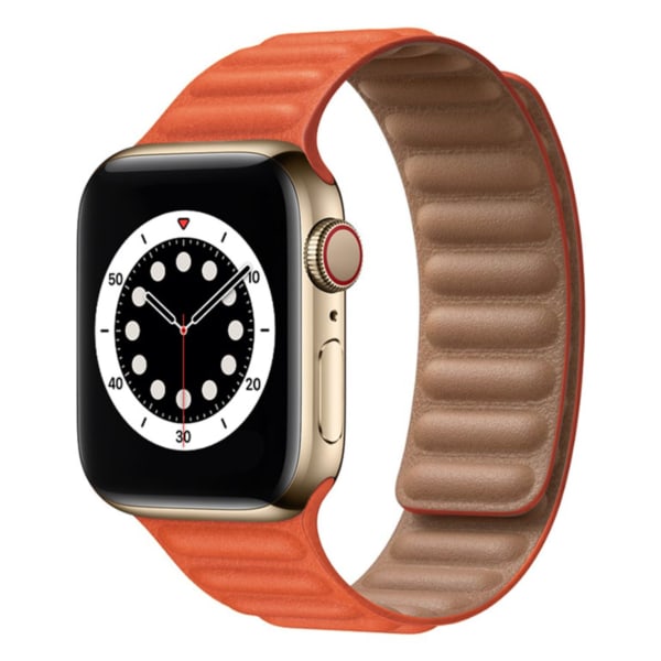 Läderarmband Apple Watch 42mm/44mm/45mm/49mm - Äkta Läderarmband - Elegant & Hållbar Orange