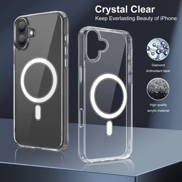 iPhone 16 PLUS Skal Transparent Magnetiskt - Heltäckande stöttåligt skydd