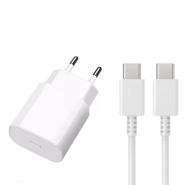 Samsung 25W Laturi + 2M Kaapel - Valkoinen 25W Adapter + 2M Kabel