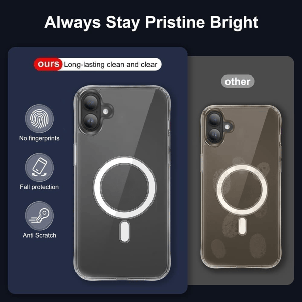 iPhone 16 Cover Magnetisk Stødsikker Beskyttelse - Transparent