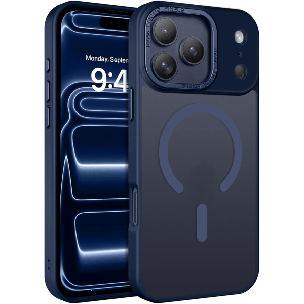 iPhone 18 Pro Max Skal - Magnetiskt Frostat Skal – MÖRKBLÅ