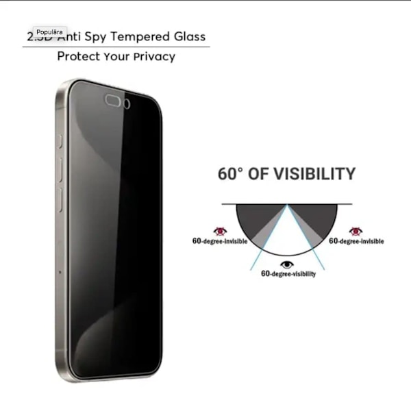 3-pak iPhone 14 PLUS - Skærmbeskytter Privacy i Hærdet Glas