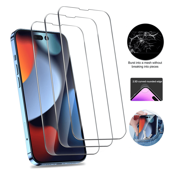 3-Pack iPhone 15 Pro Max Skärmskydd i Premium Härdat Glas