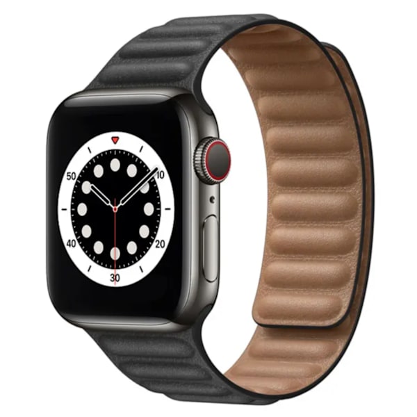 Läderarmband i Äkta Läder - Elegant & Hållbart - Till Apple Watch 38mm/40mm/41mm - Svart Svart