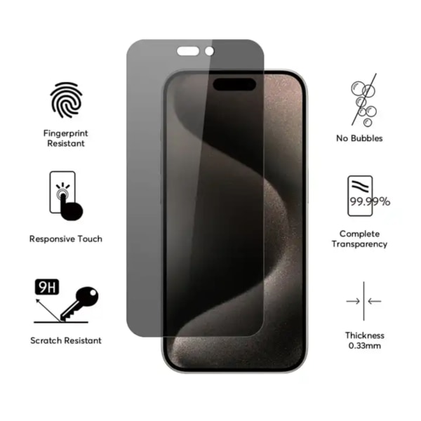 ( 3-PACK ) iPhone 14 PRO Skärmskydd Privacy i Härdat Glas - FaceID Stöd - 3D