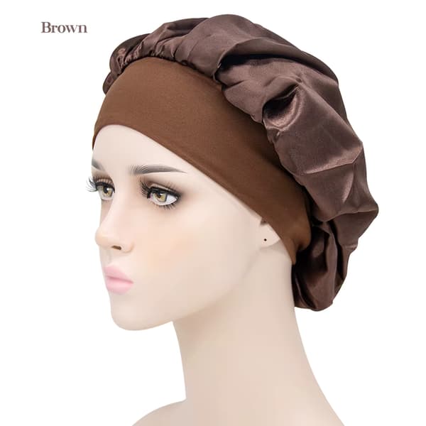 Satin Sovehætte Bonnet - Blød & Luksuriøs til Beskyttelse af dit hår - BRUN brun