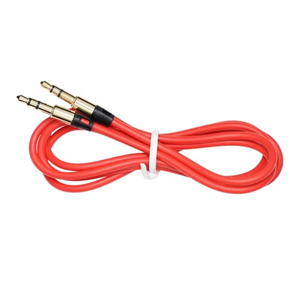 AUX Kabel 3,5mm – Guldpläterad, Hög Kvalitet & Slitstark – RÖD röd