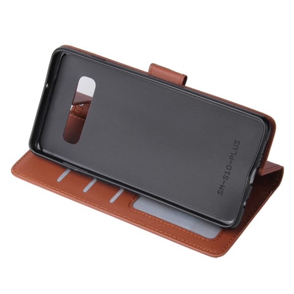 Samsung S10 PLUS Pungetui / Skal i Læder (3 kort) - 7 Farver - BRUN brun