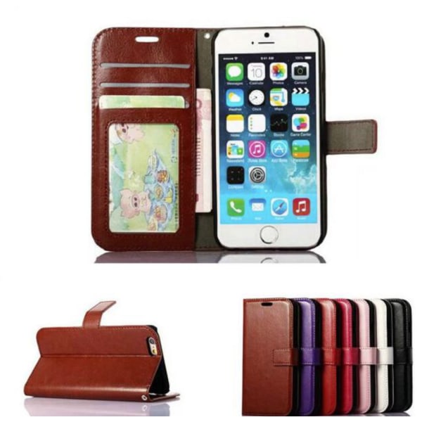 iPhone 6/6s cover/pung etui i læder (3 kort + ID) ALLE FARVER brun