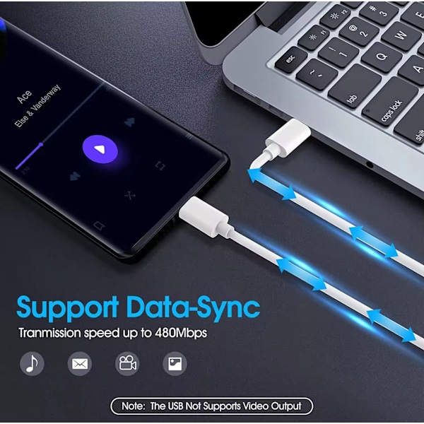 iPhone Snabbladdare - 3M USB-C till USB-C - Ladd & Sync kabel  VIT vit