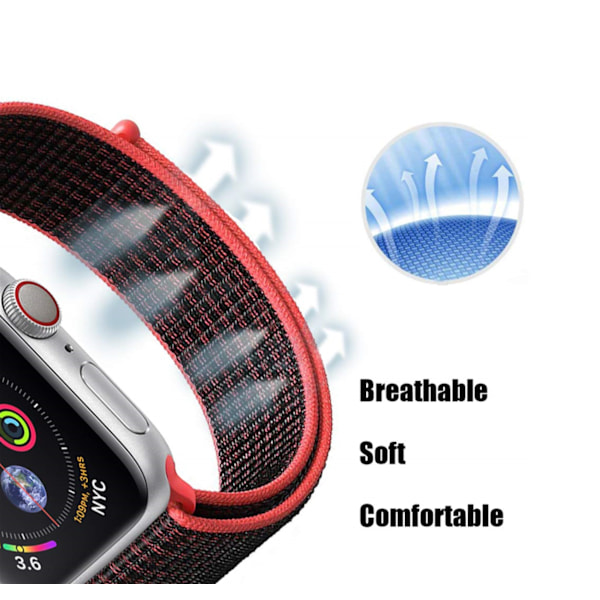 Sporty og Behageligt Armbånd i Nylon - Til Apple Watch 38mm/40mm/41mm - Mørkrosa Mörk rosa / rosa
