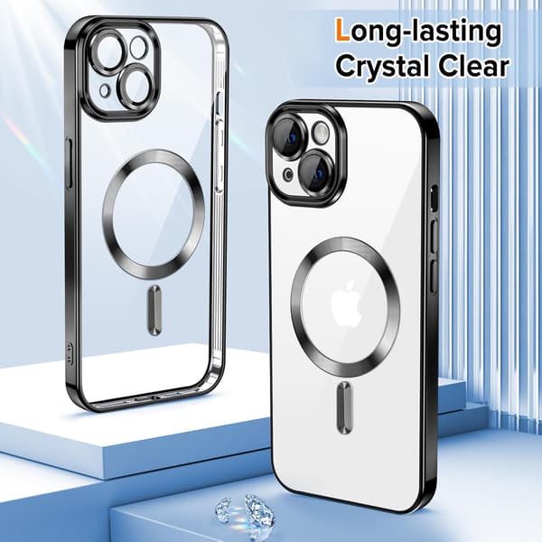 iPhone 14 PLUS Skal – Metallic Skal med Magnetisk Kompatibilitet, Slim Design - Silver silver
