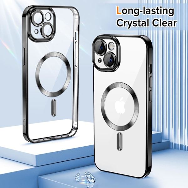 iPhone 15 Kuori – Metallinen kuori magneettisella yhteensopivuudella, ohut muotoilu - Musta musta