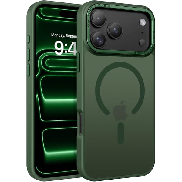 iPhone 18 PRO Skal - Magnetiskt Frostat Skal – MÖRKGRÖN