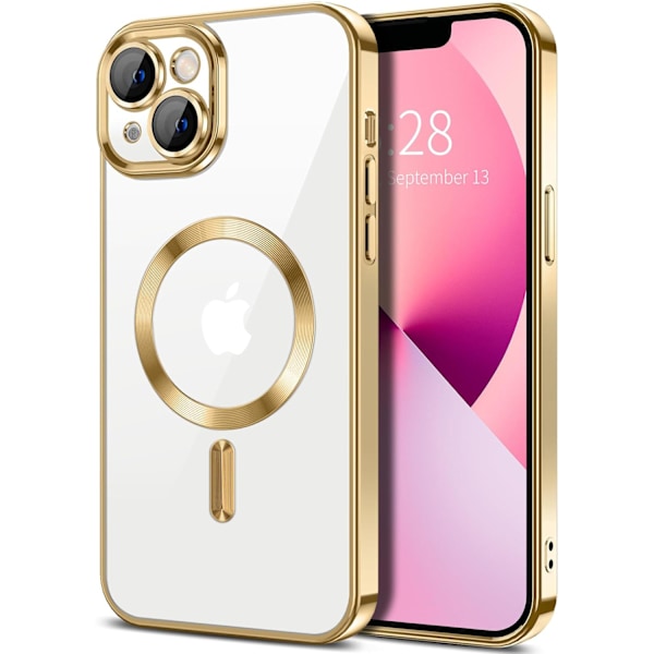 iPhone 15 PLUS Kuori – Metallinen kuori magneettisella yhteensopivuudella, ohut muotoilu - Kulta kulta