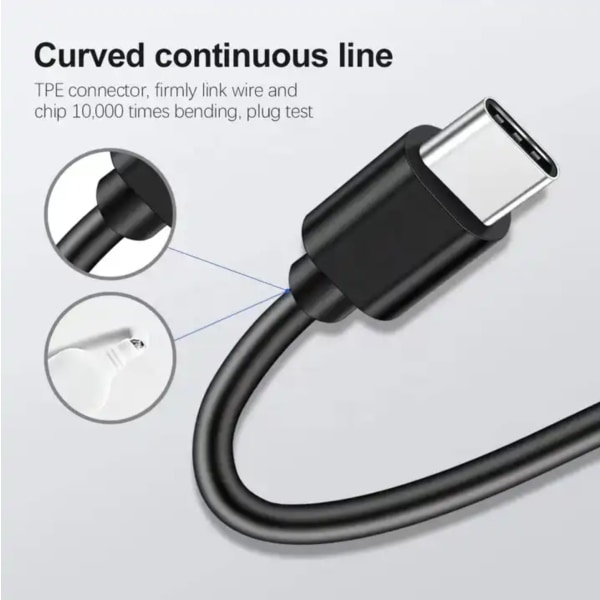 iPhone Hurtiglader - 3M USB-C til USB-C - Lad & Sync kabel 6A - Sort sort