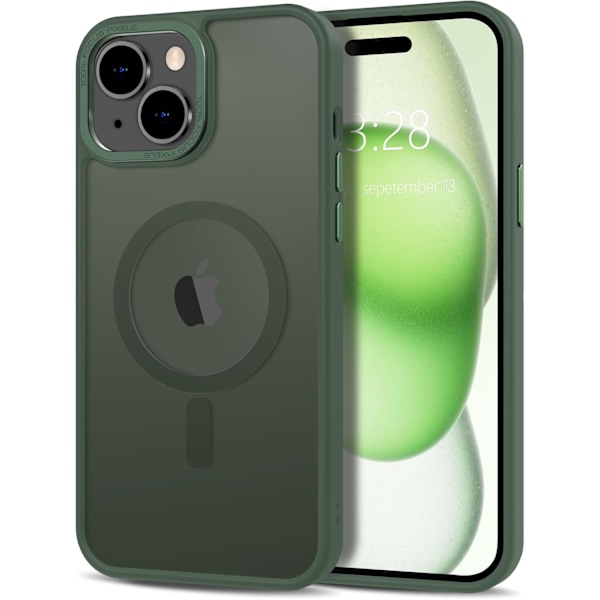 iPhone 14 PLUS Kuori - Magsafe Frostattu Kuori – Tummanvihreä vihreä