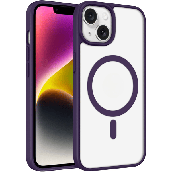 iPhone 15 Cover Magnetisk Klar Farve - Lilla Lila