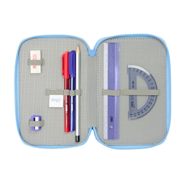 Trippel pennfodral Bluey Let's play Blå 12,5 x 19,5 x 5,5 cm 37