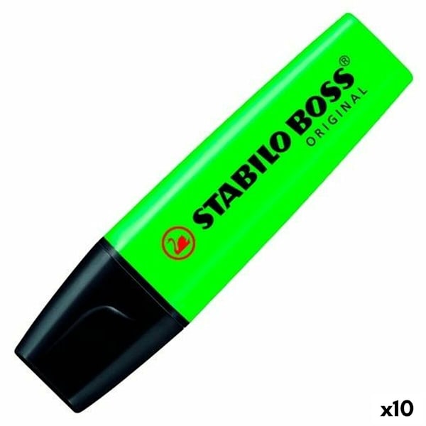 Överstrykningspenna Stabilo Boss Grön Svart/Grön 10 Delar (10