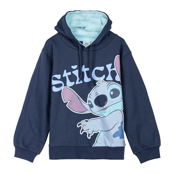 Tröja med huva Unisex Stitch Mörkblå 6 år