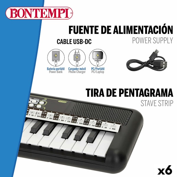 Tangentbord 37 Tangenter Bontempi 42 x 4 x 15 cm (6 antal)