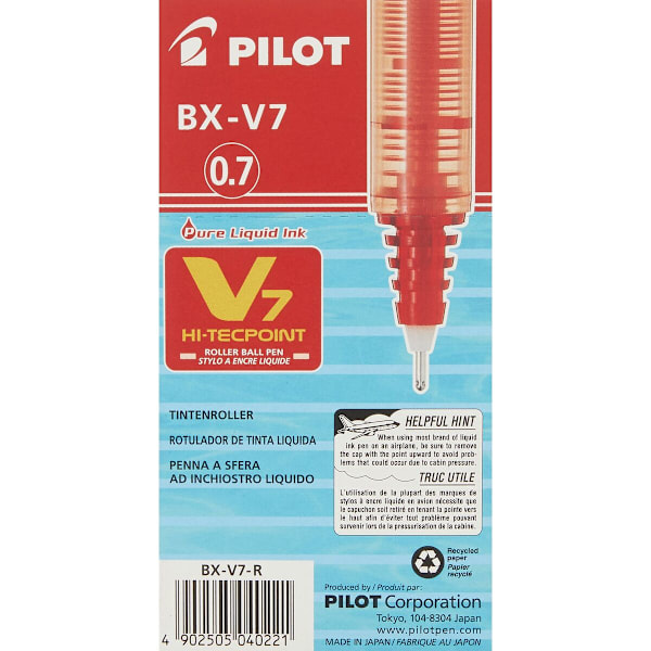 Penna för flytande bläck Pilot V7 Hi-Tecpoint Röd 0,5 mm (12