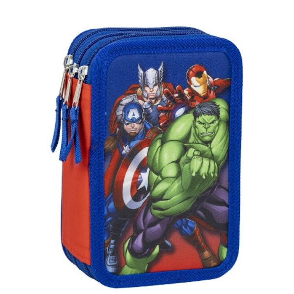 Trippel pennfodral The Avengers Blå 12,5 x 6,5 x 19,5 cm