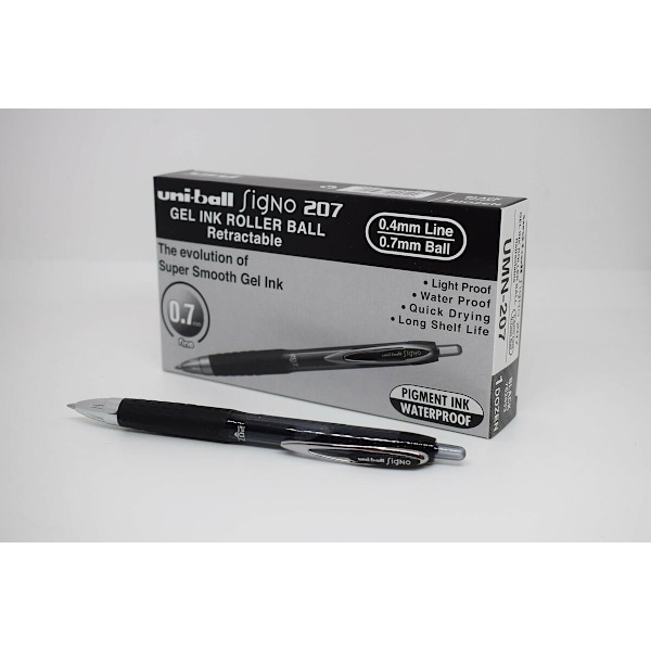Penna för flytande bläck Uni-Ball SigNo 207 Svart 0,4 mm (12
