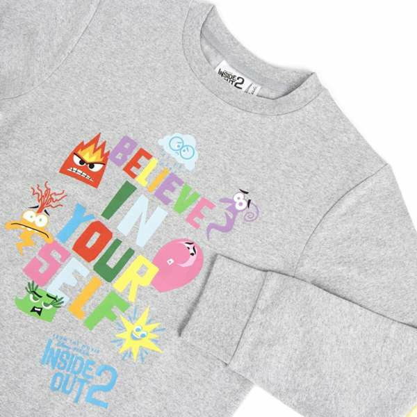 Tröja utan huva Unisex Inside Out Grå 8 år