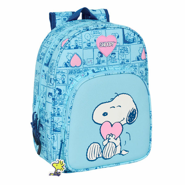 Skolryggsäck Snoopy Love Ljusblå 26 x 34 x 11 cm