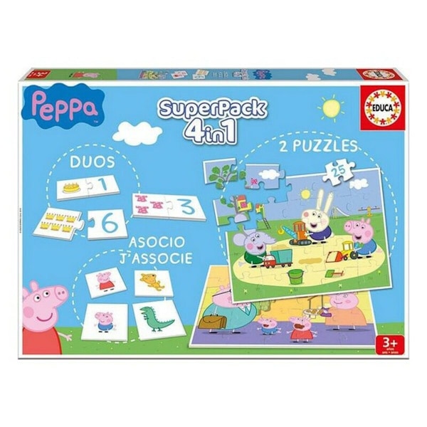 Utbildningsspel Peppa Pig SuperPack 4 in 1 Educa Multicolour