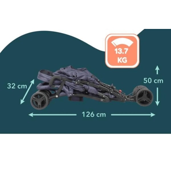 Barnvagn Bambisol Double Cane Marinblå