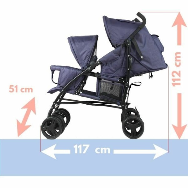 Barnvagn Bambisol Double Cane Marinblå