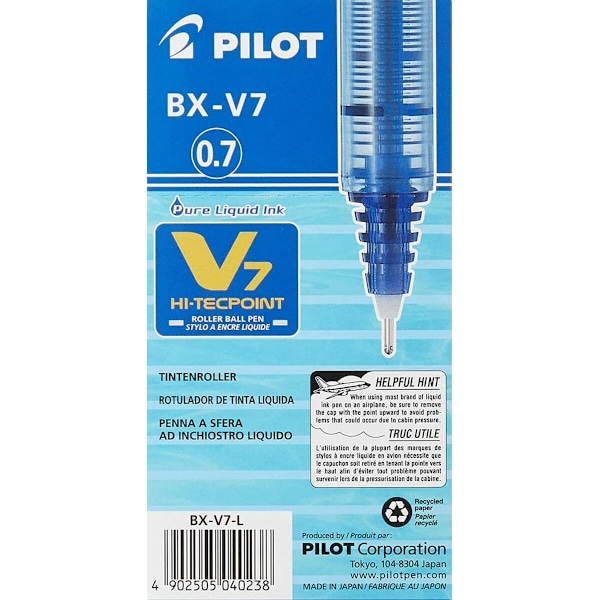 Penna för flytande bläck Pilot V-7 Hi-Tecpoint Blå 0,5 mm (12