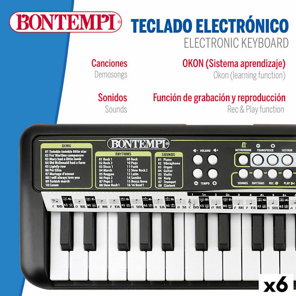 Tangentbord 37 Tangenter Bontempi 42 x 4 x 15 cm (6 antal)