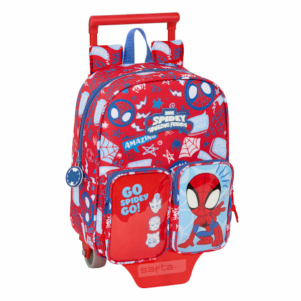 Skolväska med hjul Spider-Man Rescue Blå Röd 22 x 27 x 10 cm