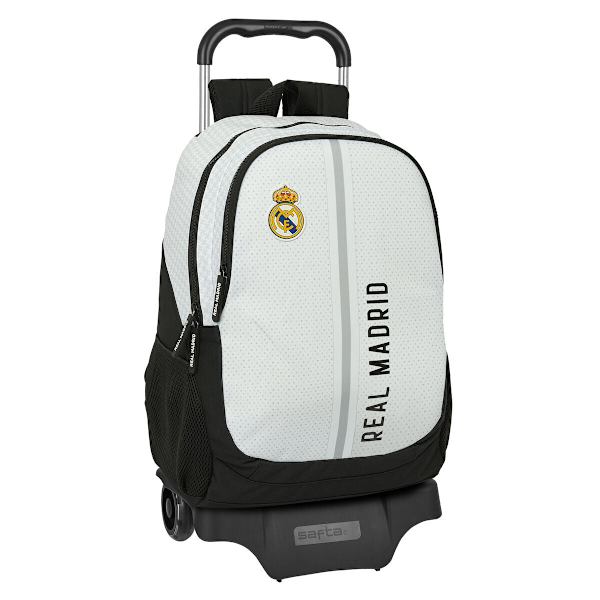 Skolväska med hjul Real Madrid C.F. 24/25 Vit Grå 32 x 44 x 16