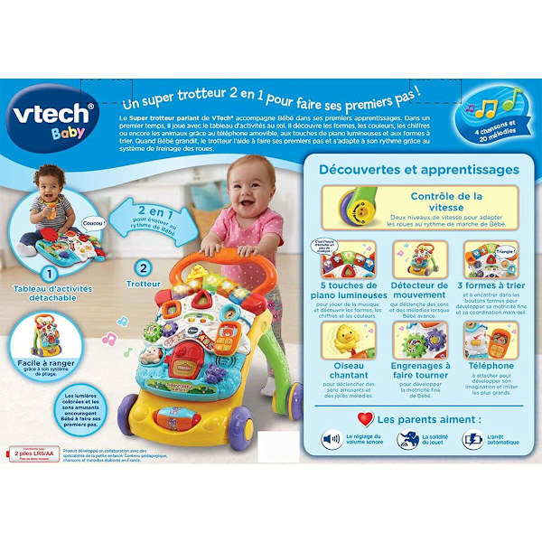 Trehjuling Vtech Super Trotteur Parlant 2 En 1 Orange (FR)