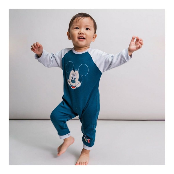 Body med lång ärm Mickey Mouse Blå 18 månader
