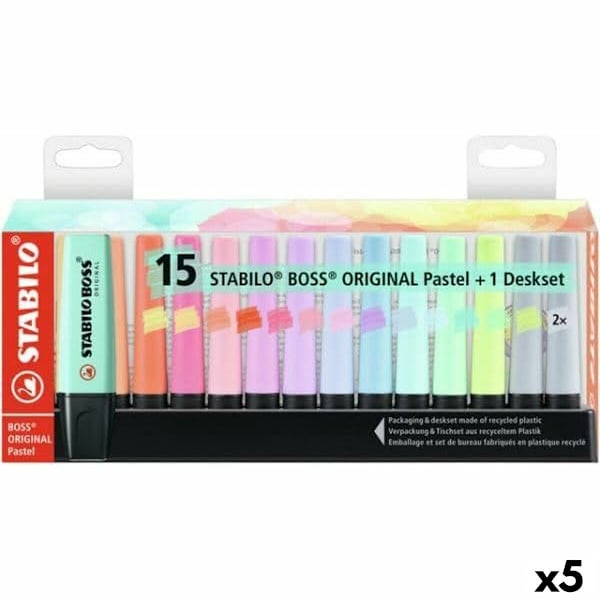 Fluorescerande markörsuppsättning Stabilo Boss Multicolour (5