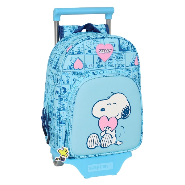 Skolväska med hjul Snoopy Love Blå 26 x 11 x 67 cm 26 x 34 x 11