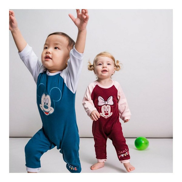 Body med lång ärm Mickey Mouse Blå 24 månader