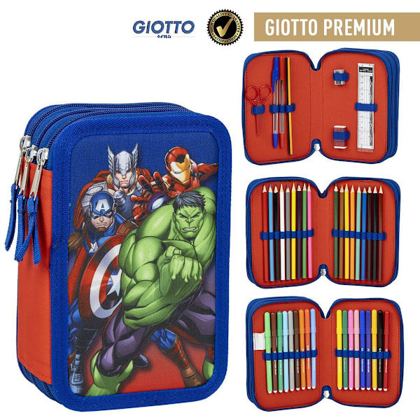 Trippel pennfodral The Avengers Blå 12,5 x 6,5 x 19,5 cm