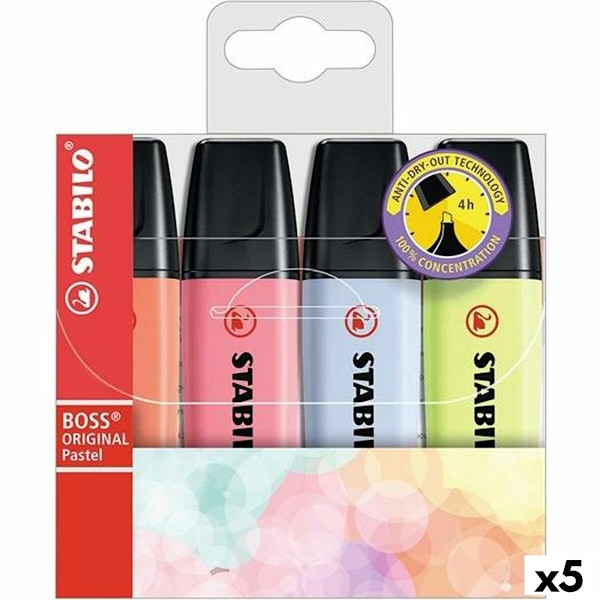 Fluorescerande markörsuppsättning Stabilo Boss Multicolour (5