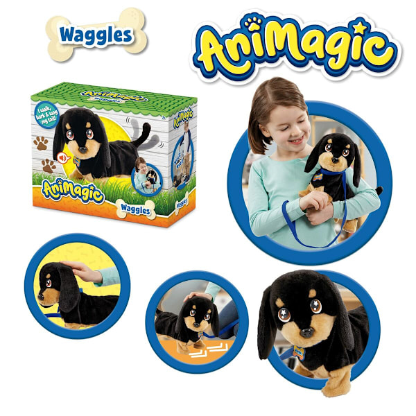 Mjukisleksak Animagic Waggles on the go med ljud Brun
