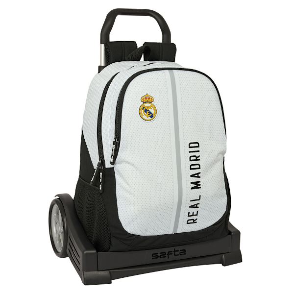 Skolväska med hjul Real Madrid C.F. 24/25 Vit Grå 32 x 44 x 16