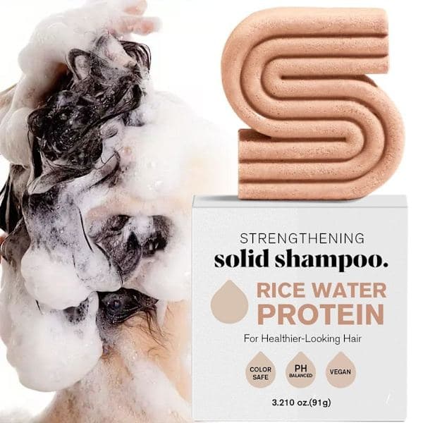 Styrkende sjampo og balsam med risvannprotein, 2 stk i 2pcs 1set