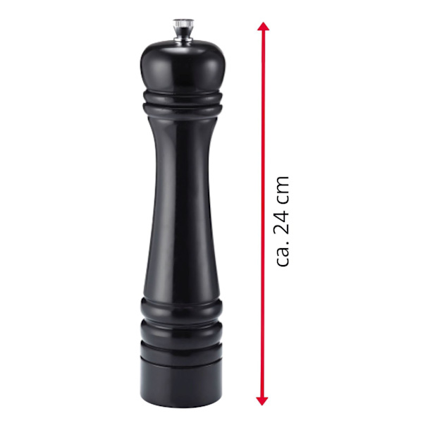 Klassisk salt- og peberkværn, 24 cm, sort, træ, 25 cm