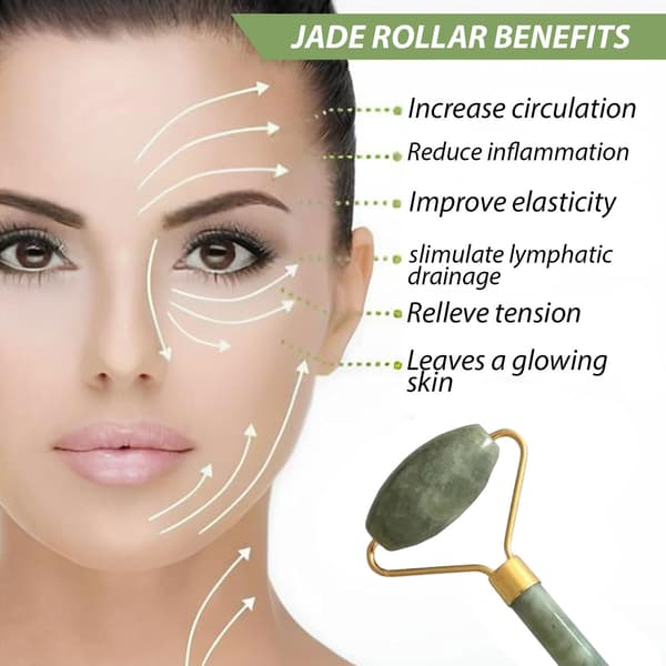 1 x Jade Roller Ansigtsmassager Værktøj Dobbelthovedet Sten Ansigtsrulle Massager Ansigtsløft Massage 14cm
